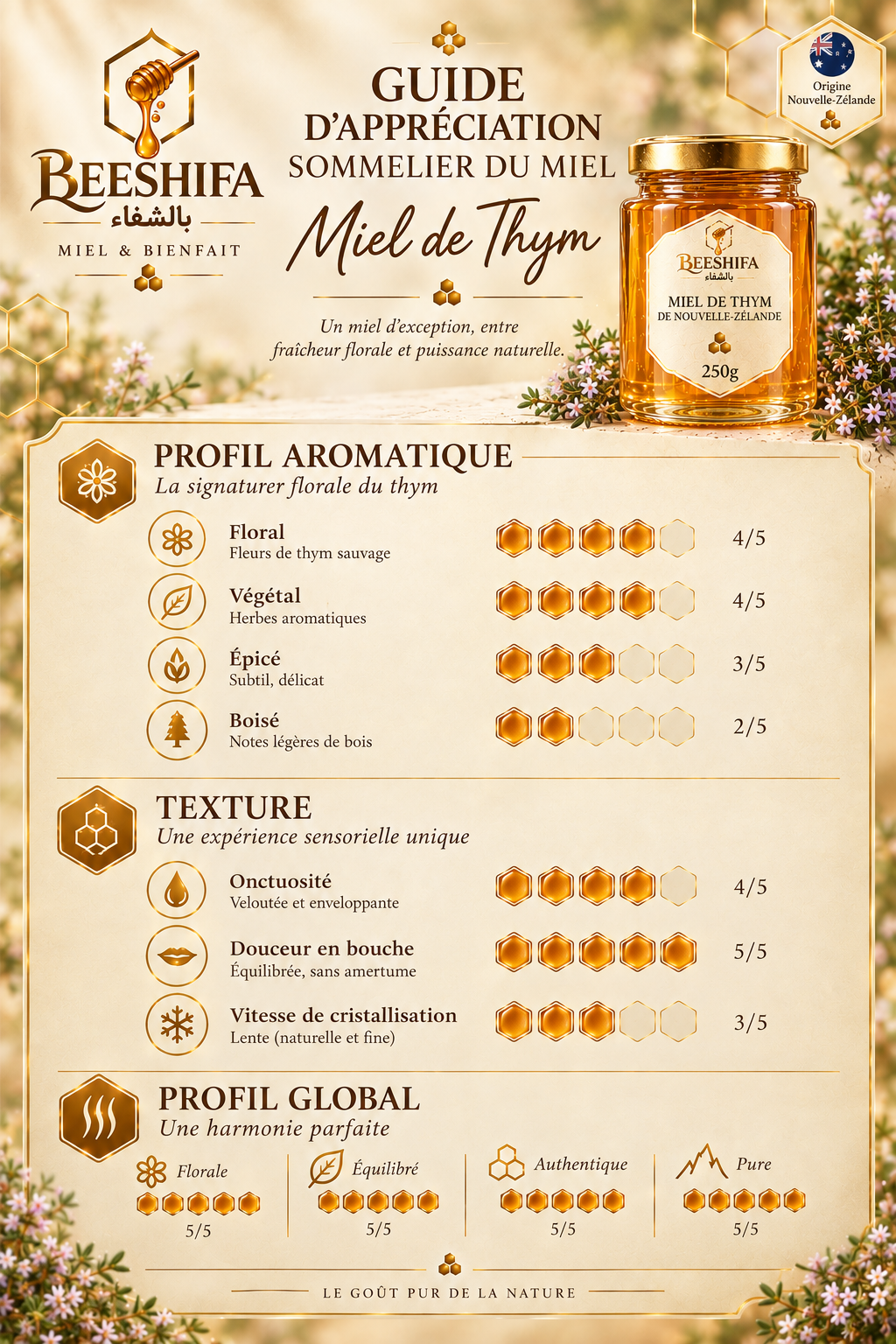 Miel de thym, présentation du pot BeeShifa